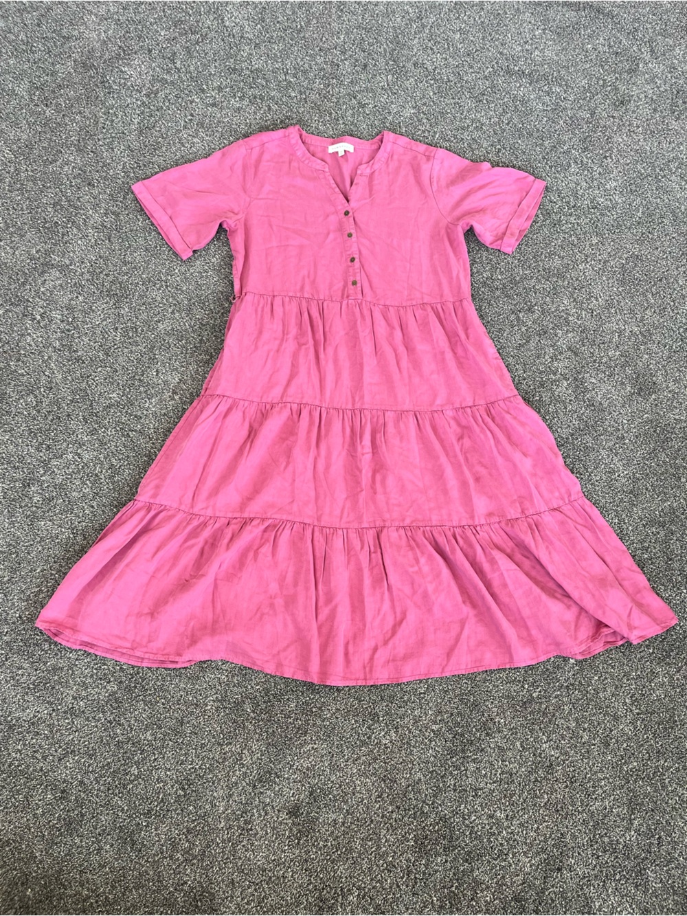 DownEast Hot Pink Tiered Midi Dress